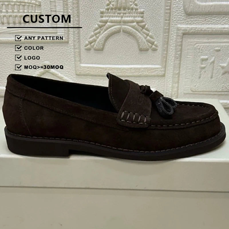 New Brand Women's Loafers Shoes Italian Designer High Quality Genuine Cow Leather slip on Dailywear Casual