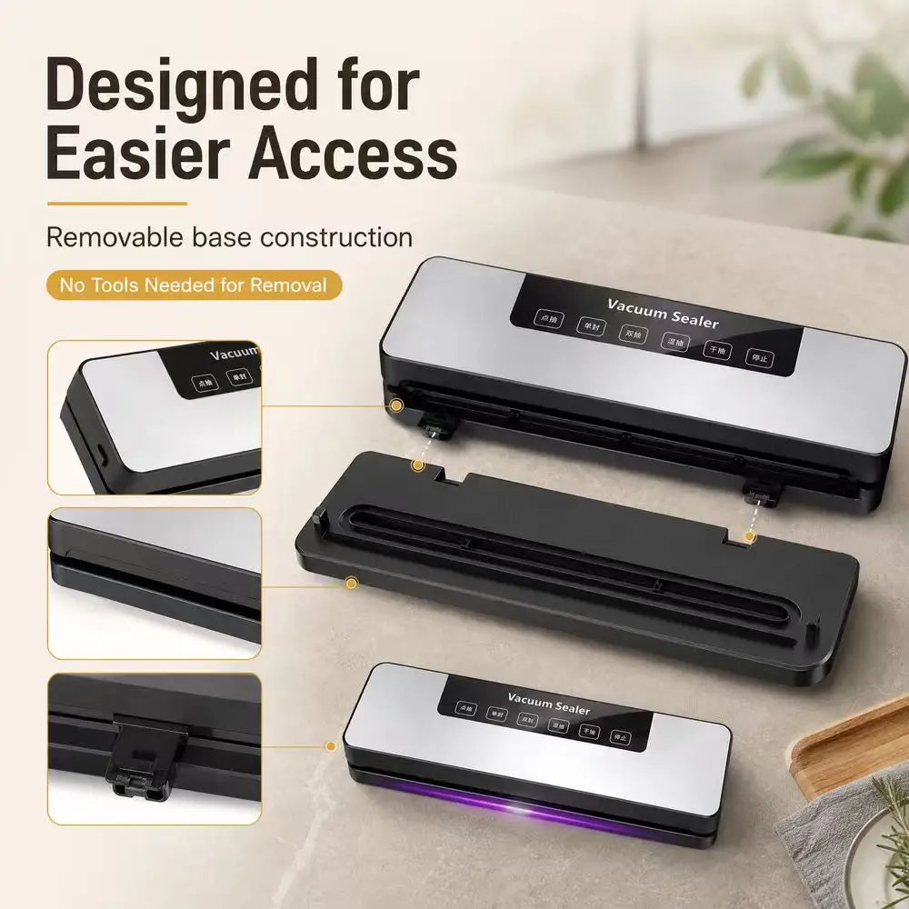 Vacuum Sealer Machine With Purple‑Light Sterilization 6‑in‑1 Automatic Food Sealer Dry & Wet Mode Strong Suction Household Food Preservation Sealing Machine