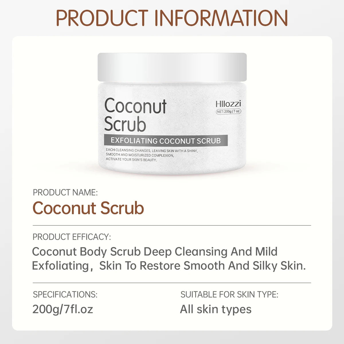 Coconut Body Scrub for Face - Exfoliating & Hydrating Natural Skincare Scrubs Treatments Tidesmit