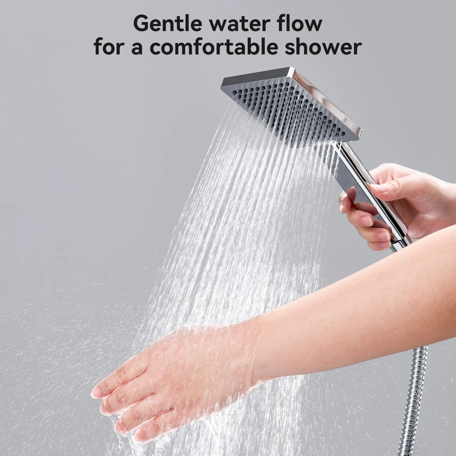 Shower column without mixer tap, chrome finish, 25cm overhead shower, easy installation, adjustable shower bar, 72-110cm
