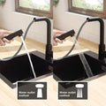 Black Kitchen Faucet with Shower, Kitchen Mixer with Pull-Out Sprayer, 304 Stainless Steel Kitchen Tap, 2-Jet 360° Rotating Sink Faucet