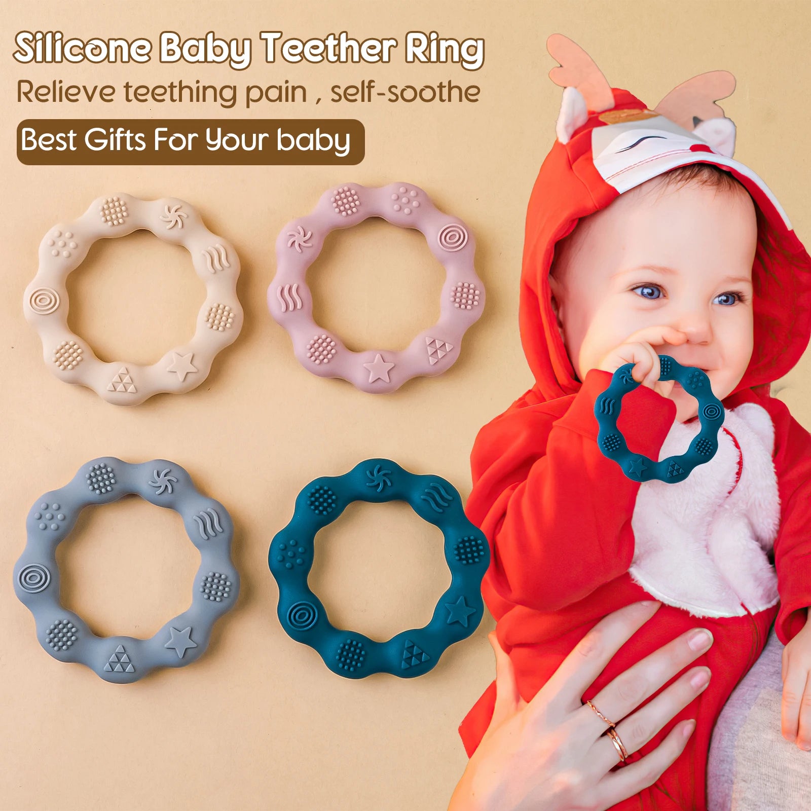 1PCS Baby Silicone Teether Food Grade Newborn Pacifier Relief Design Teether Infant Tactile Training Toys Infant Teething Toy