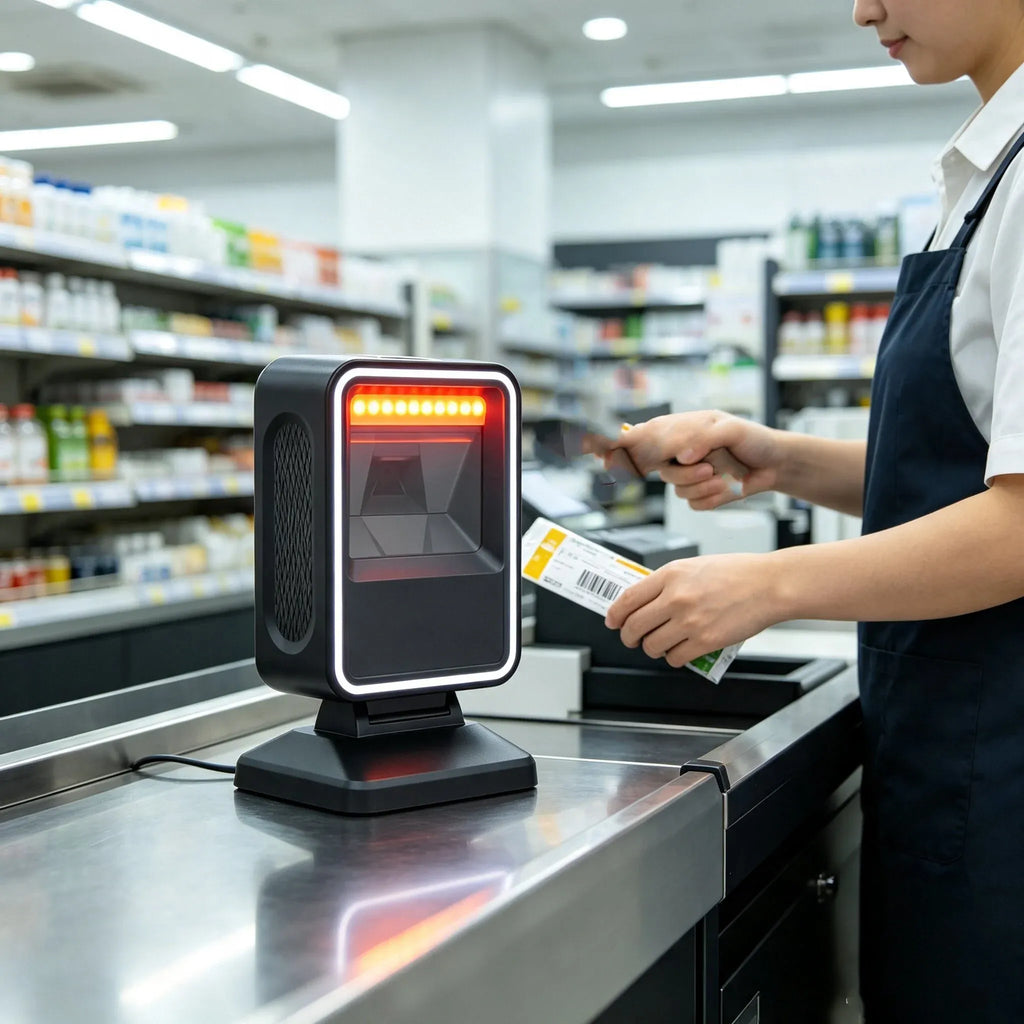 Leshine 1.3MP HD Camera Wired Barcode Scanner 1D 2D QR Code Desktop Barcode Reader for Supermarkets for PC Laptop Window POS