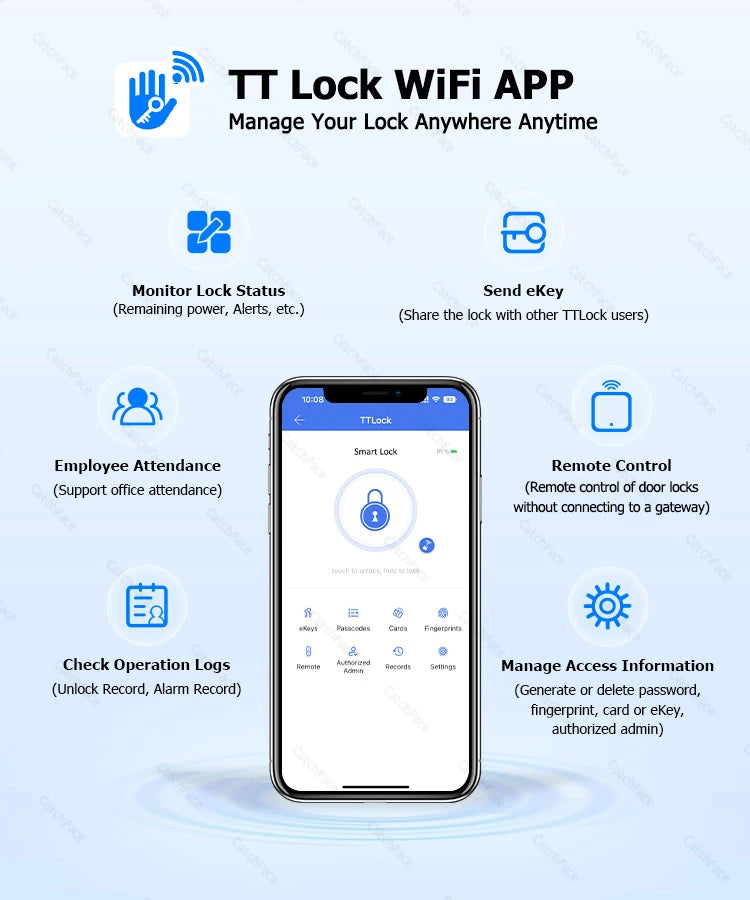 TTLock WIFI Version Double Side Fingerprint Waterproof Outdoor Gate Passcode Rfid Card Keyless Smart Door Lock