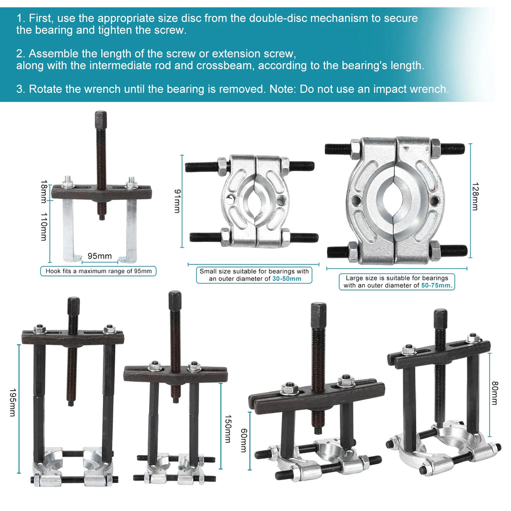 14 PCs beaying Puller Set Guillotine Puller Bearing Puller Pulley with claw interior outdoor 3 claw Pullers Internal Bearings, tooth Removal Car
