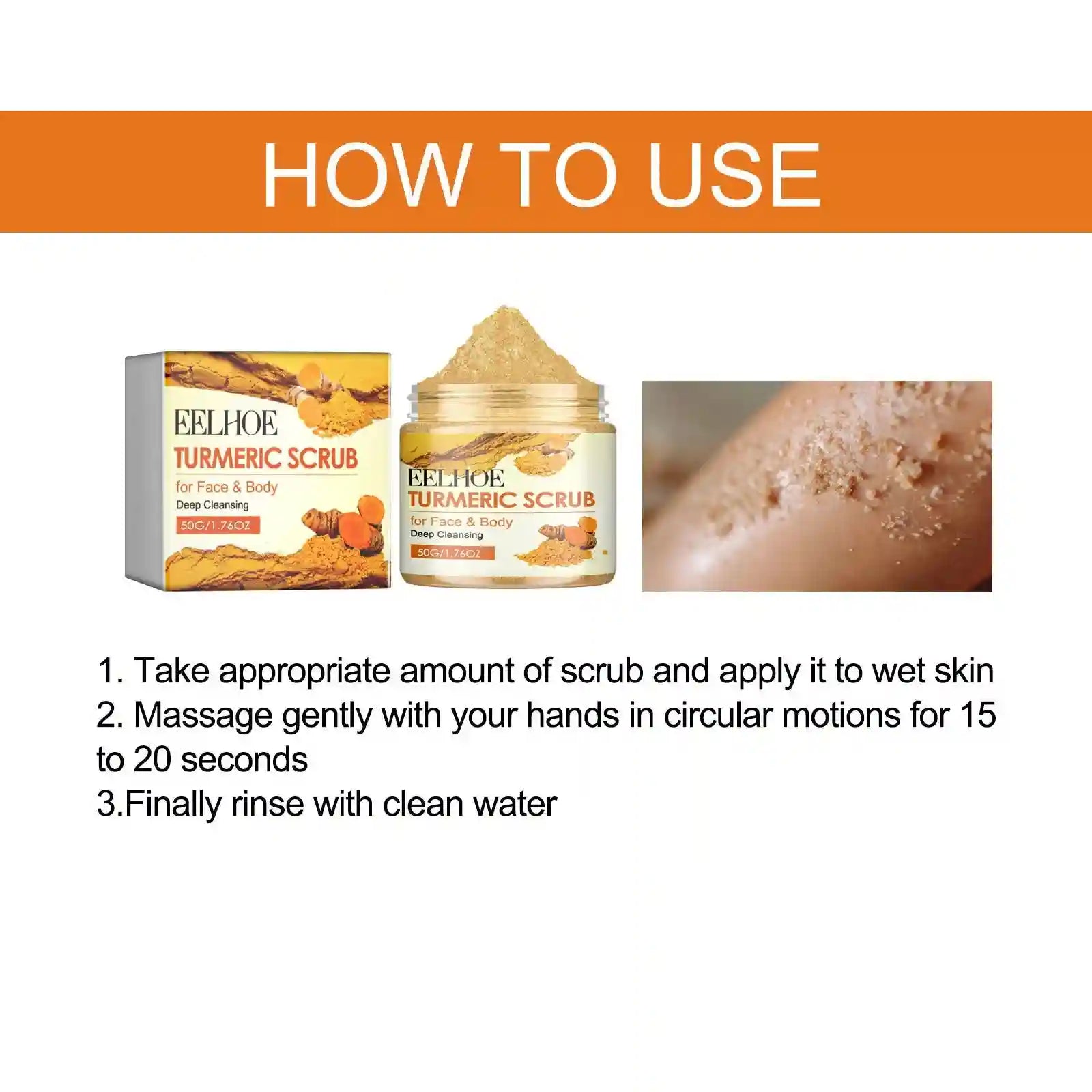 Turmeric Face and Body Scrub for Brightening Skin, 50g Boxed Scrubs Treatments Tidesmit
