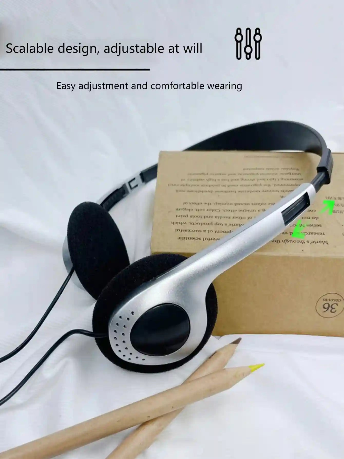 Retro Wired Headphones in Silver - Studio Comfort Over-Ear Design Tidesmit