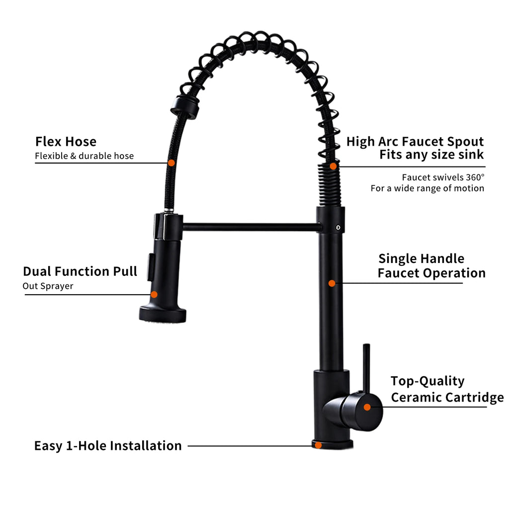 Solid Brass Kitchen Sink Faucet Drip Free Ceramic Valve Swivel Spout Design, Hot and Cold Water Mixer Tap Complete Accessories for Home Kitchen
