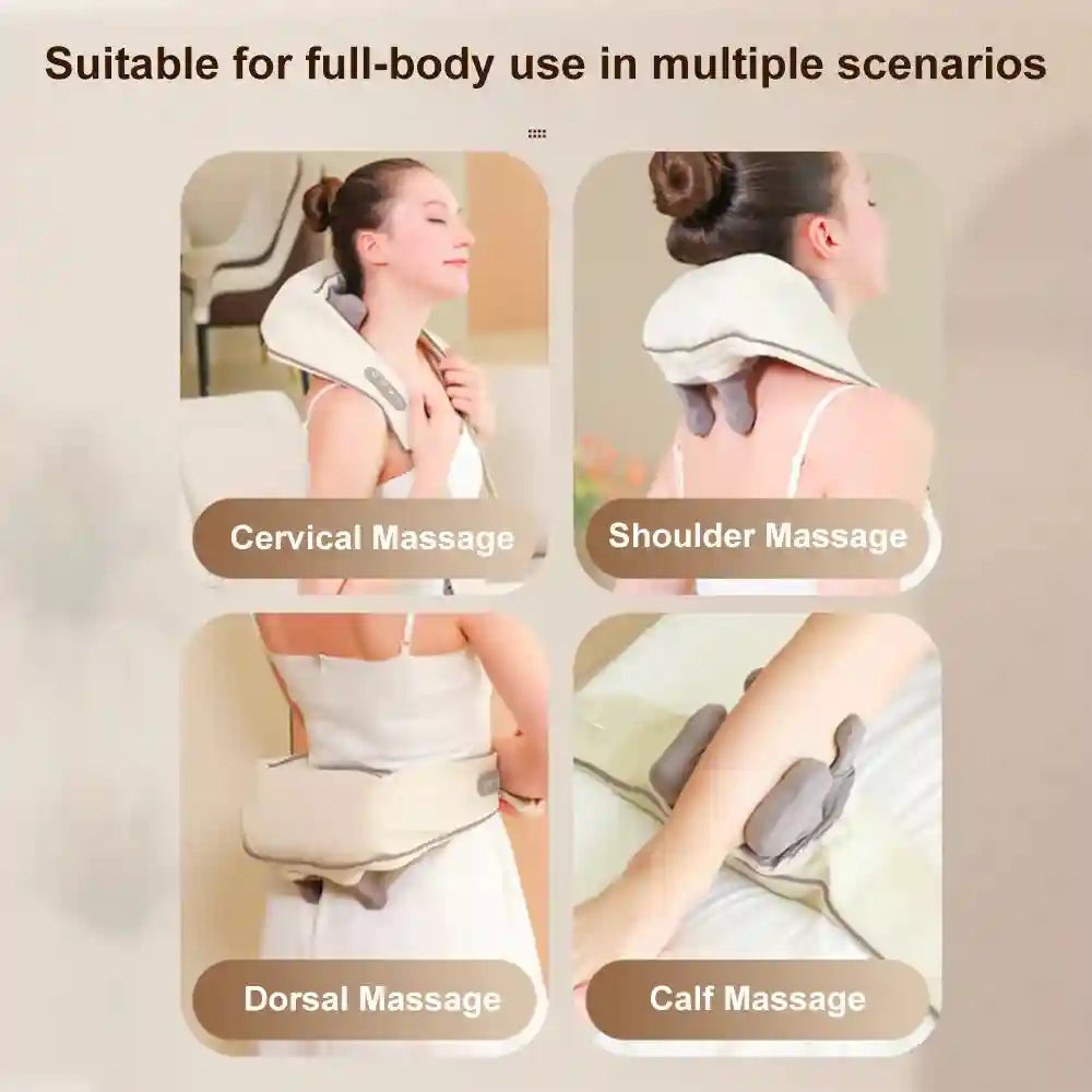Shiatsu Deep Tissue Neck Massager with Heat Therapy - Tidesmit Ivory Massage Roller Tidesmit