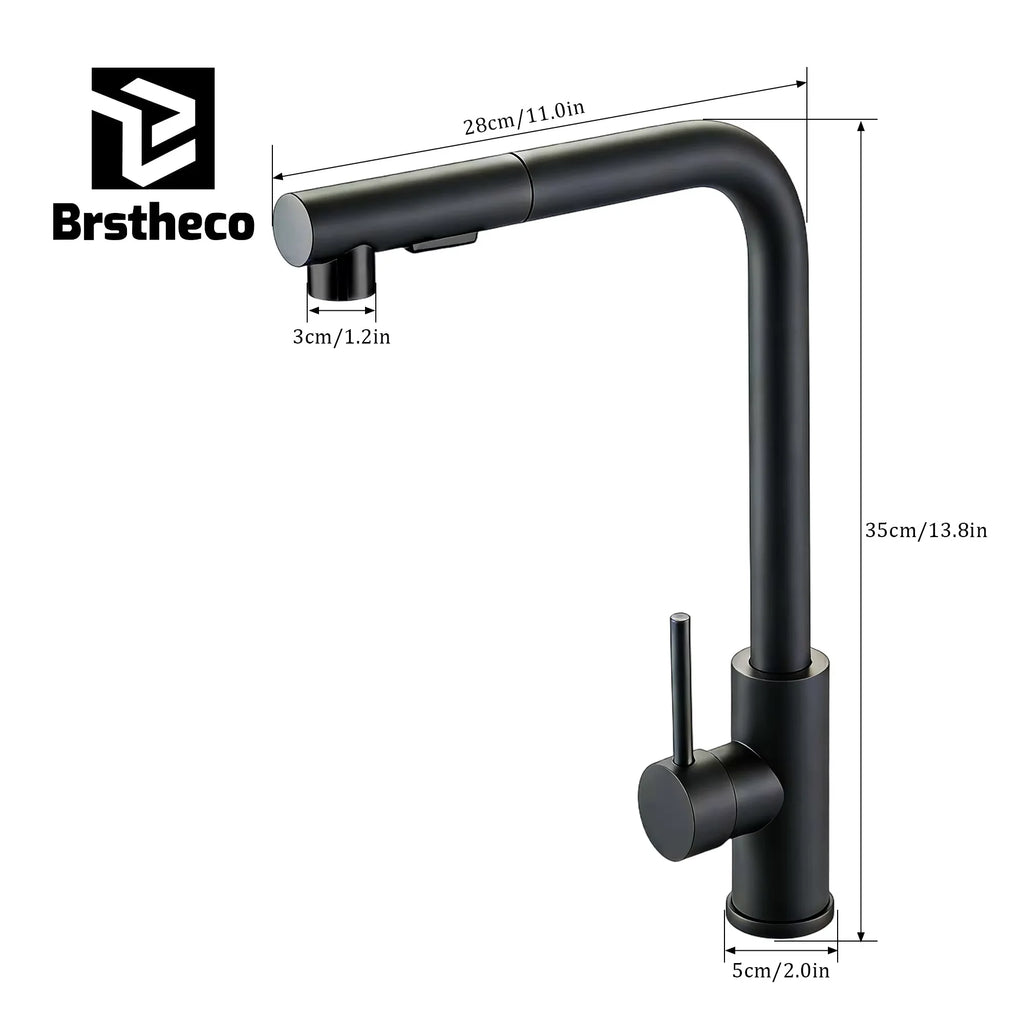 2 Modes Stream & Sprayer Matte Black Kitchen Faucet, Pull Out Sprayer Hot Cold Water Mixer Tap, Sink Faucet for Home Kitchen