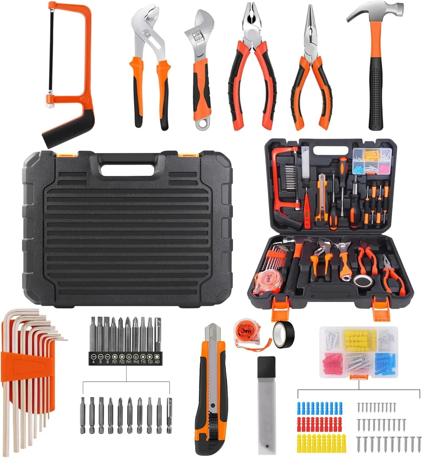 VickyHome Tool Kits, Universal and Household Tool Box, Multifunctional Tool Set for Home Repair and Maintenance