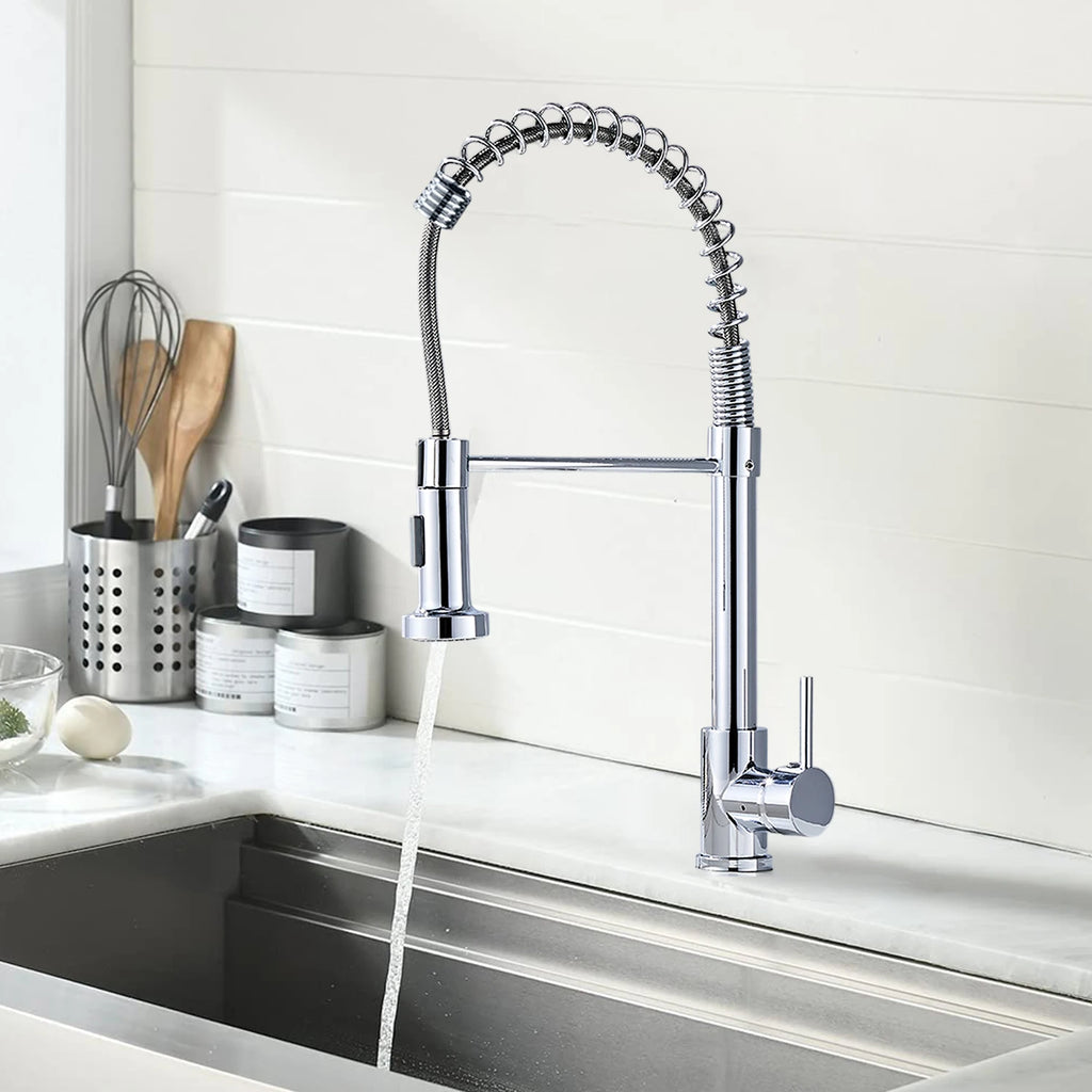 Solid Brass Kitchen Sink Faucet Drip Free Ceramic Valve Swivel Spout Design, Hot and Cold Water Mixer Tap Complete Accessories for Home Kitchen