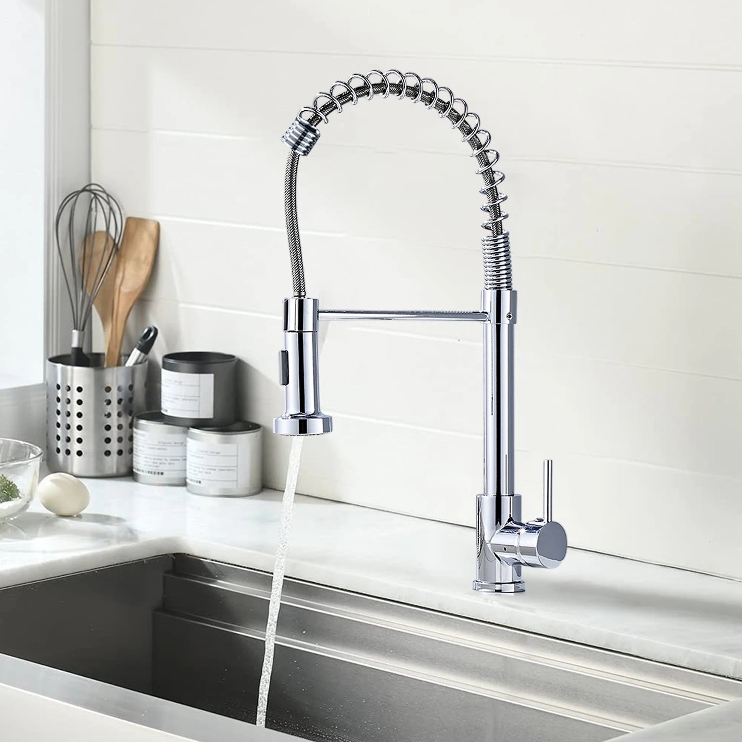Solid Brass Kitchen Sink Faucet Drip Free Ceramic Valve Swivel Spout Design, Hot and Cold Water Mixer Tap Complete Accessories for Home Kitchen