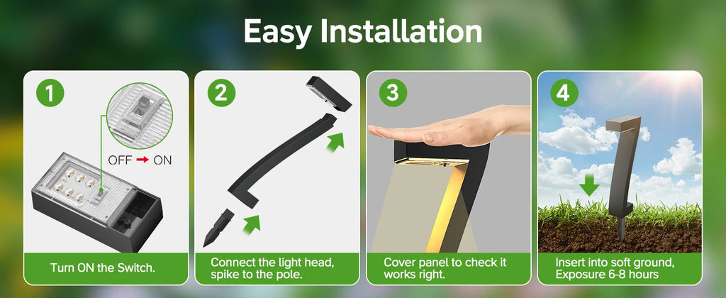 Upgraded Bright LED Solar Lights Outdoor Pathway Lights, IP65 Waterproof Solar Garden Lights for Yard Driveway Walkway Decor