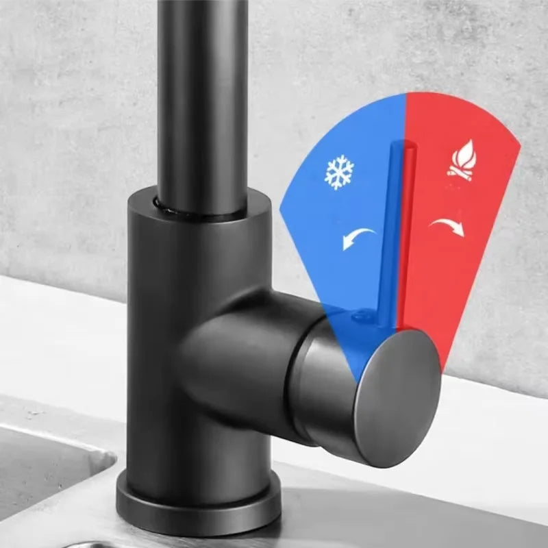 2 Modes Stream & Sprayer Matte Black Kitchen Faucet, Pull Out Sprayer Hot Cold Water Mixer Tap, Sink Faucet for Home Kitchen