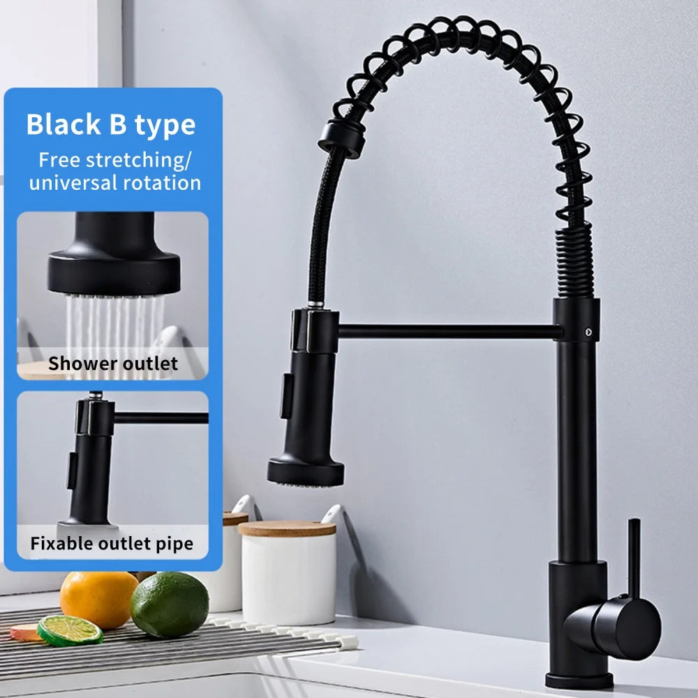 360° Rotation Pull Down Sprayer Faucet Hot & Cold Water Mixer Pull Out Kitchen Tap 2 Function Spray Modes Pull Out Kitchen Faucet For Kitchen Sink / Bathroom Basin