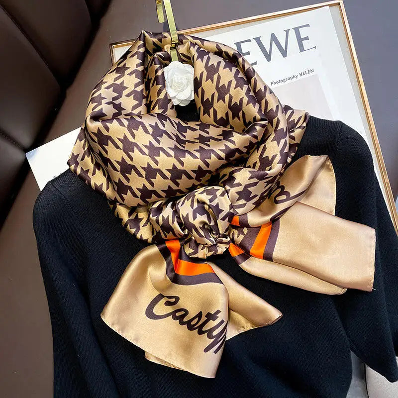 Manufacture Wholesale Custom Design Scarves Stoles Ladies Chiffon Hijabs Luxury Designer Brand Printed Polyester Silk Scarf