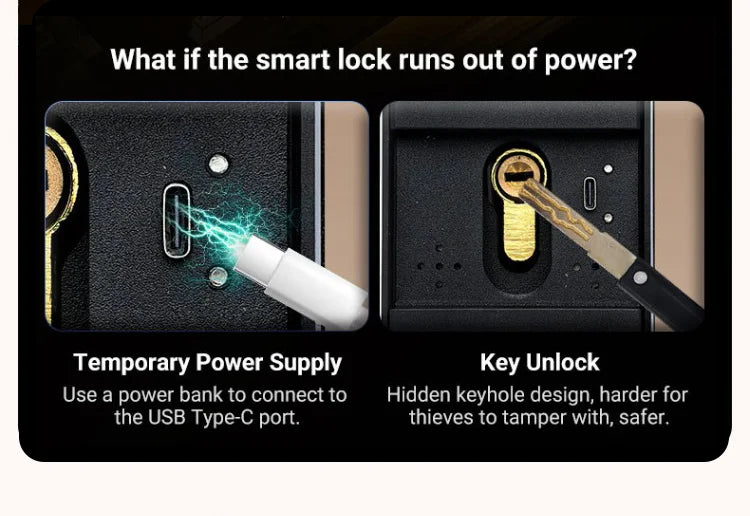 Tuya App Face Recognition Smart Door Lock with WiFi, Camera, and Voice Intercom