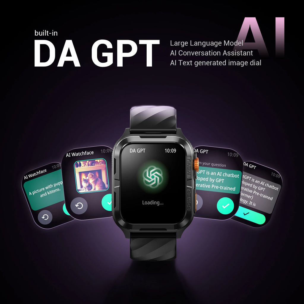 Blackview 1.83'' Smartwatch Waterproof TFT Display Smart Watch with Message Call Sleep GPS LED Light for Men Women W10 Pro