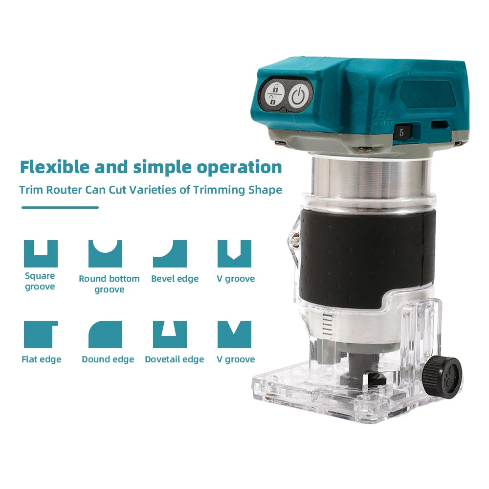 Brushless Wood Router Wood Trimmer Machine Electric Hand Trimmer Carpentry Tool Woodworking Trimming for Makita 18V Battery