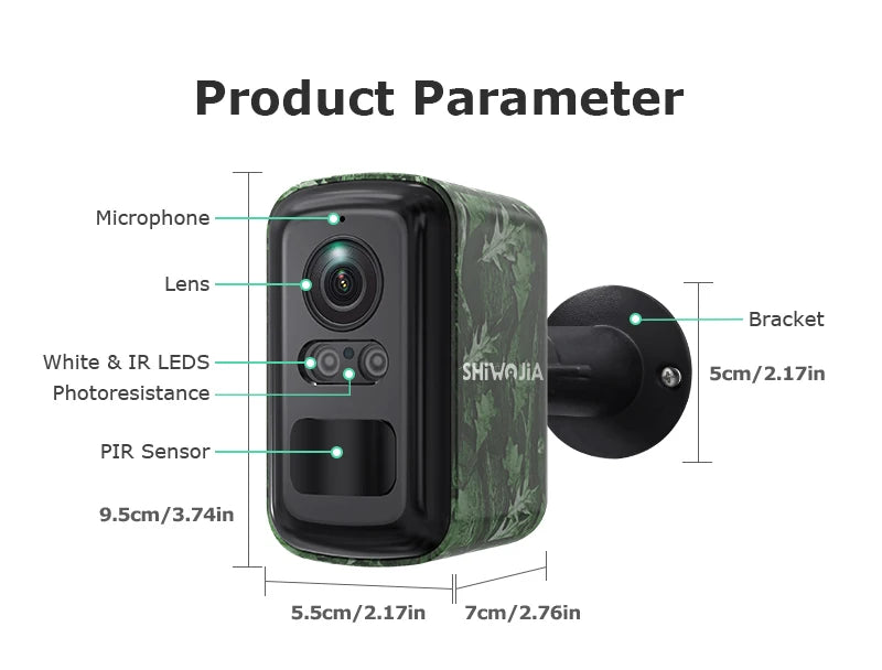 SHIWOJIj Mini Solar Security Camera, 4G WiFi Dual Network, AI Detection, IP66 Waterproof, Wireless Smart Home Indoor Outdoor Cam