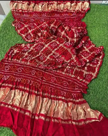 Luxury Festive Pure Gajji Silk Ghatchola Dupatta Designer Wedding Guest Pure Gajji Silk Bandhani Ghatchola Dupatta