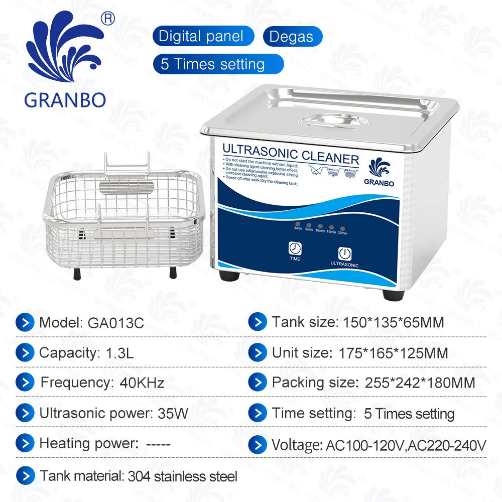 Tidesmit 1L ultrasonic cleaner with digital timer for jewellery, shaver, and glasses cleaning, 19th view.