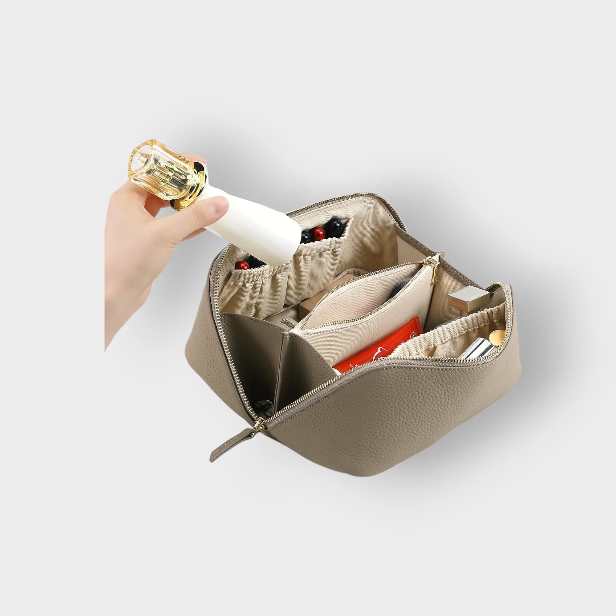 New Medium Capacity Genuine Leather Retro Candy Storage Box High-end Portable Waterproof Travel Cosmetic Soft Handle Zipper