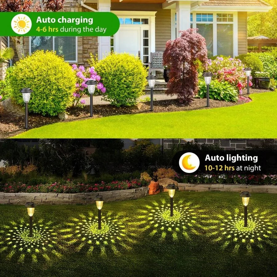 Solar Pathway Lights Bright RGB Color Changing/Warm White Outdoor Waterproof Garden Lamp Powered Landscape Path Lights for Yard