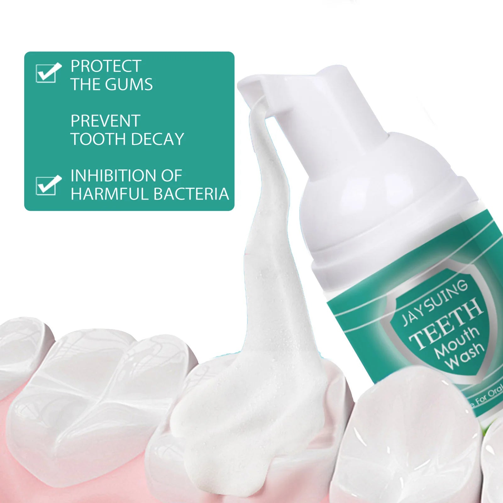 Tidesmit yellow teeth whitening foam mousse for plaque removal, stain cleaning, and fresh breath dental care.