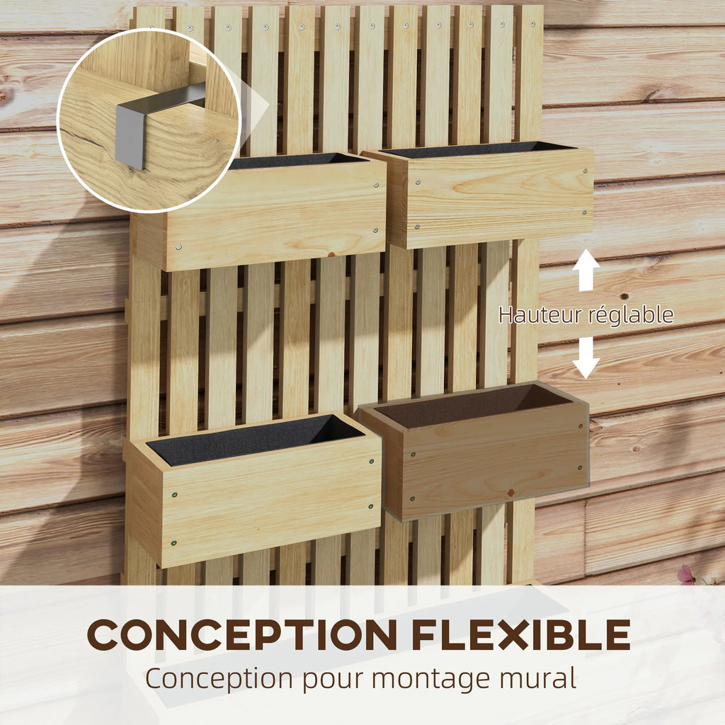 Solid Wood Wall Mounted Planter Furniture With Trellis 5 Removable Plant Boxes Vertical Jardiniere For Garden Balcony Herb Flower Growing