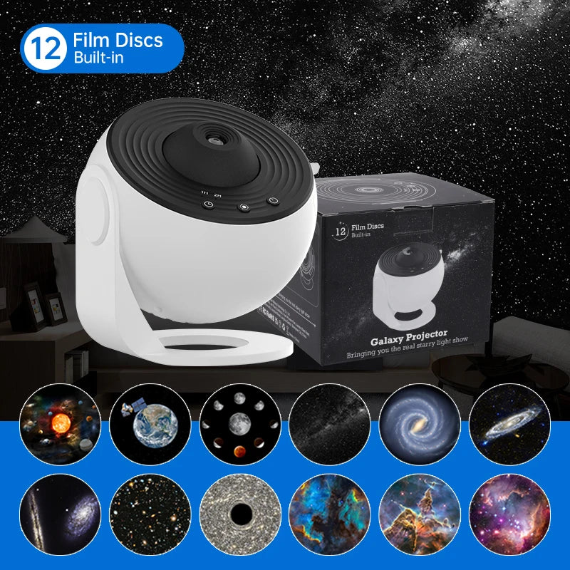Galaxy Projector Night Light 360 Degree Star Lamp for Bedroom Decor 12 in 1 Projector Tidesmit