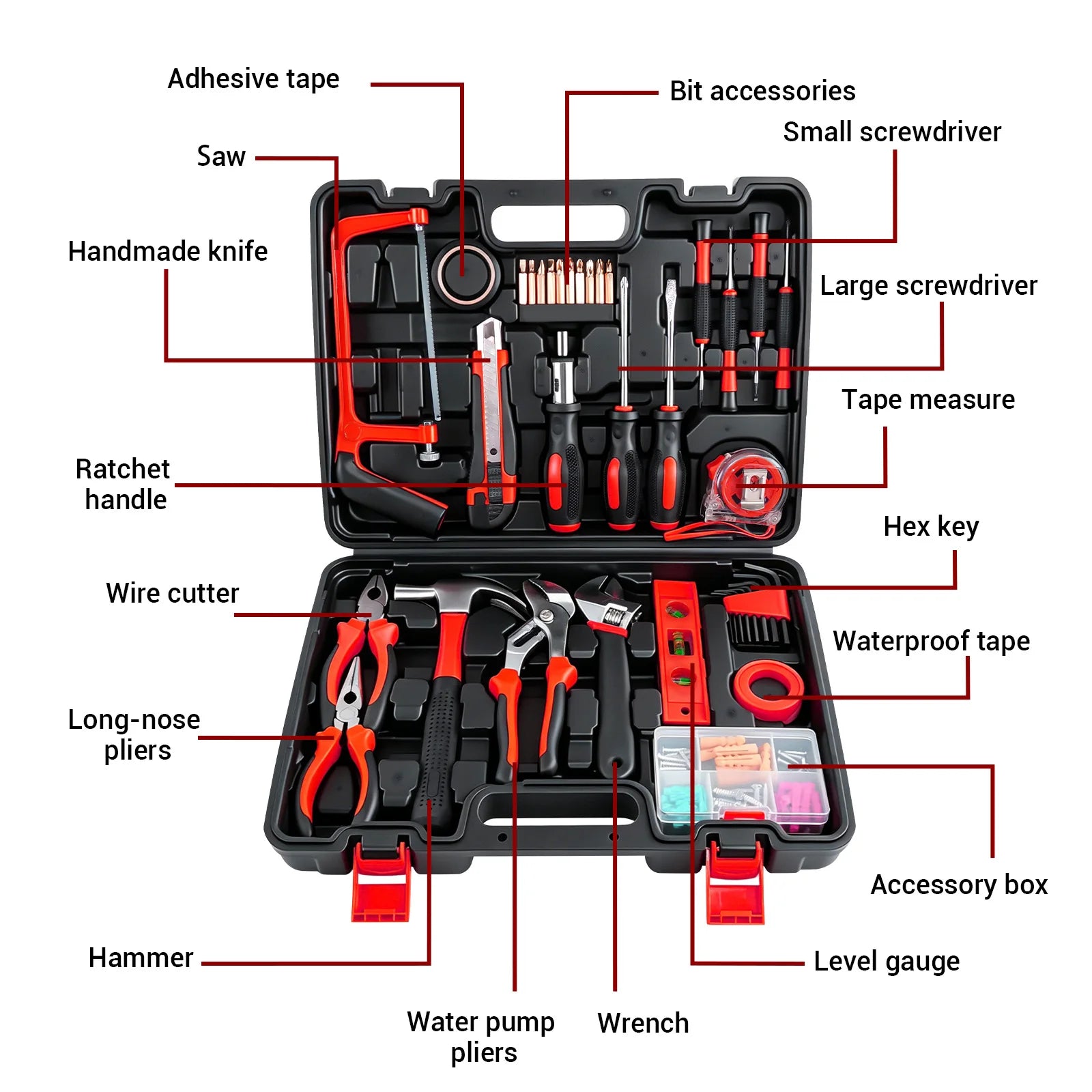 102 Pcs Tool Set Household Hardware Hand Tool Kit Car Auto Repair Set Tool Box Key Wrench Set Screwdriver