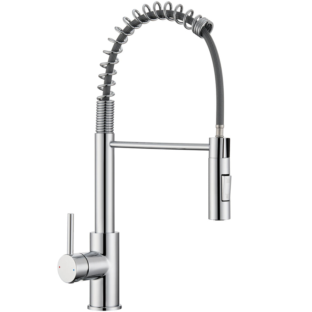 Kitchen Faucet, Kitchen Mixer with Showerhead, 360° Swivel High-Arch Stainless Steel Chrome, Retractable 2-Mode Sprayer for Sink