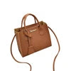Tan waterproof PU leather designer handbag with top handles and a detachable crossbody strap.