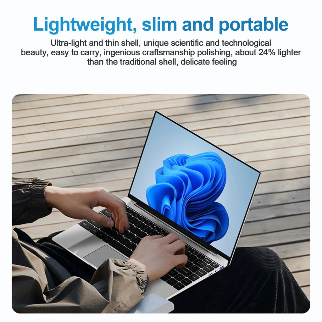 New Laptop Computer Windows 11 Pro Intel Atom A3950 2025 Notebook PC Gamer 12GB RAM 512GB 1TB SSD 1920*1080 Office Computer