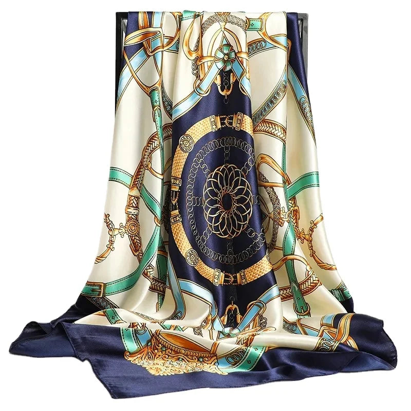 Premium Customized Print Square Silk Scarf Women Ethnic Style Spring Floral Pattern Lightweight Soft Touch 100% Silk