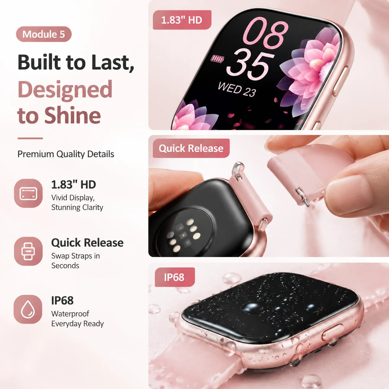 Ladies Smart Watch Fitness Tracker 2026 Updated Version 1.83" HD Screen 115+ Sports Mode Health Watch Sleep Heart Rate Menstrual Tracking Waterproof with 7 Bands Gift Box Women Birthday Gift