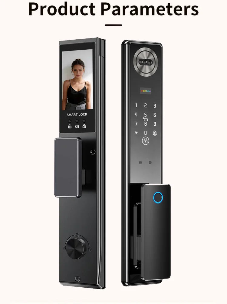 Tuya App Face Recognition Smart Door Lock with WiFi, Camera, and Voice Intercom