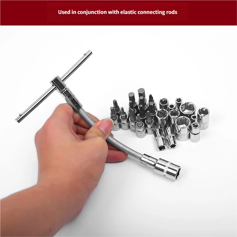 Auto repair tool Kit with ratchet key, ratchet torque spanner, screwdriver tips and hand tools, 53 PCs