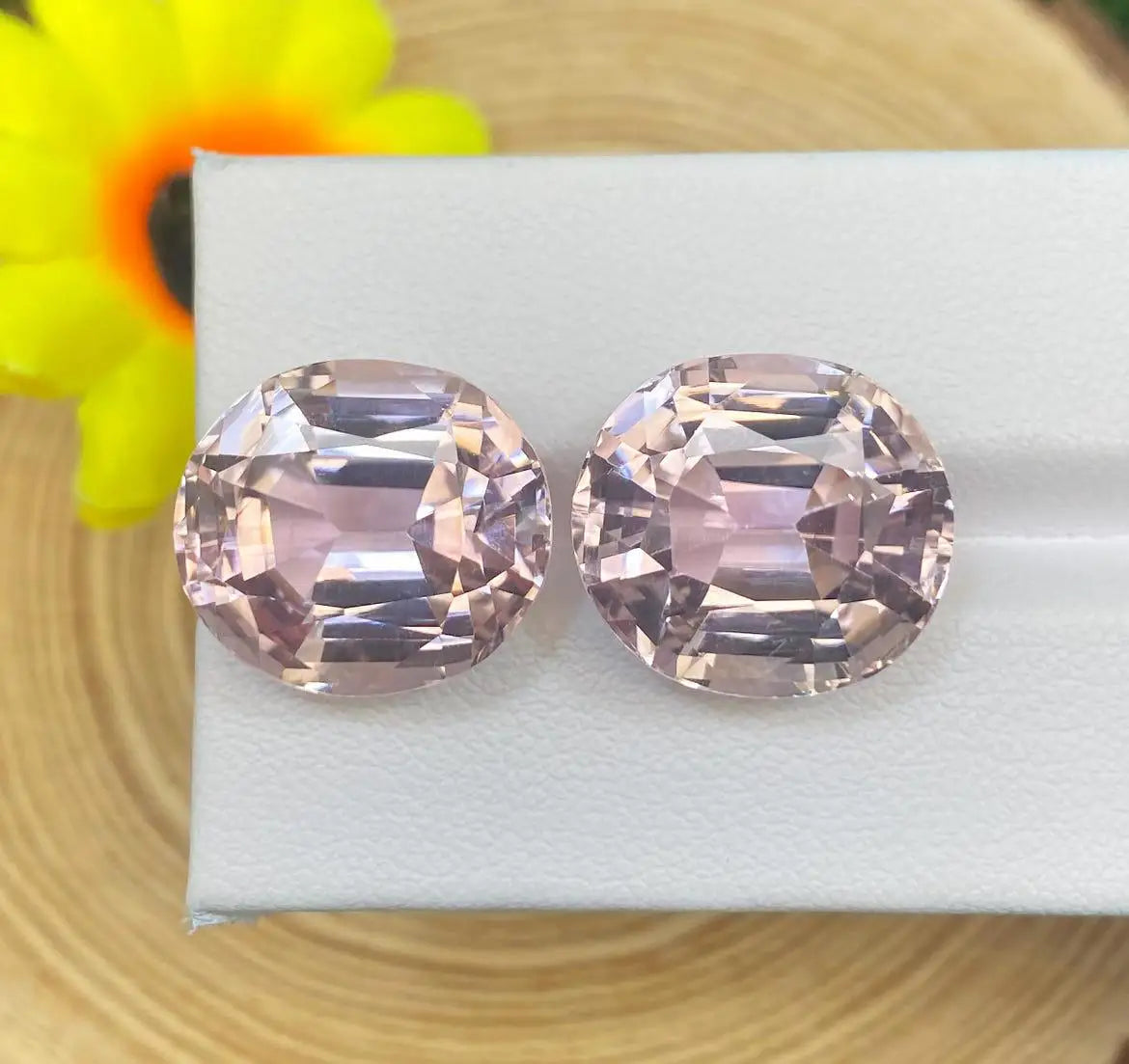 Natural pink Kunzite Perfect Faceted Cushion Shape Pair for Jewelry Making High Quality rare Gemstone