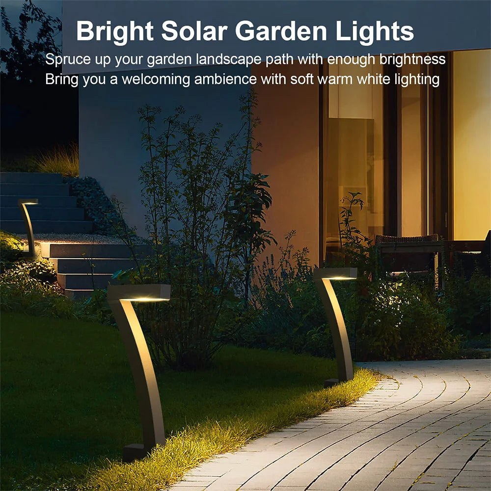 4 Pack Solar Pathway Lights Outdoor Waterproof LED Garden Lights Modern Number 7 Design Warm White Lawn Lights for Walkway Patio Yard Landscape Decor