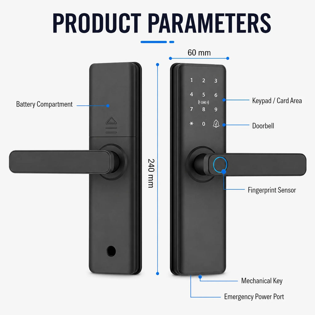 EU Warehouse Tuya Smart Fingerprint Door Lock APP Remote Unlock Password IC Card Key Temporary Code for Airbnb Home Office Fast Delivery