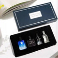 Angel Elves men’s perfume gift set, 4-piece Eau de Parfum collection with square glass bottles in luxury gift box.