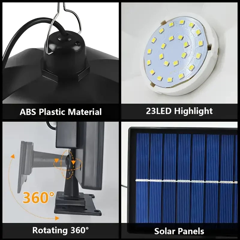 2 Heads LED Solar Powered Pendant Hanging Light Lamp Outdoor Waterproof LED Lamp Double-head Garden Yard Shed Lighting