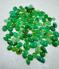 Loose green chrysoprase cabochon mix, oval and teardrop shapes