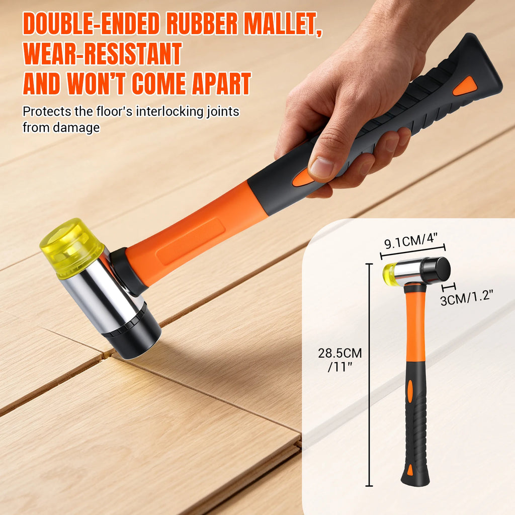 Multi-Piece Composite Floor Installation Kit, Hardwood Flooring Accessories Tool Set, Includes Floor Padding, Drill Blocks, Pull Rods, Rubber Hammer