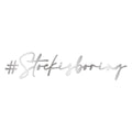 Simon Racing silver acrylic adhesive sticker with 'Stockisboring' script text