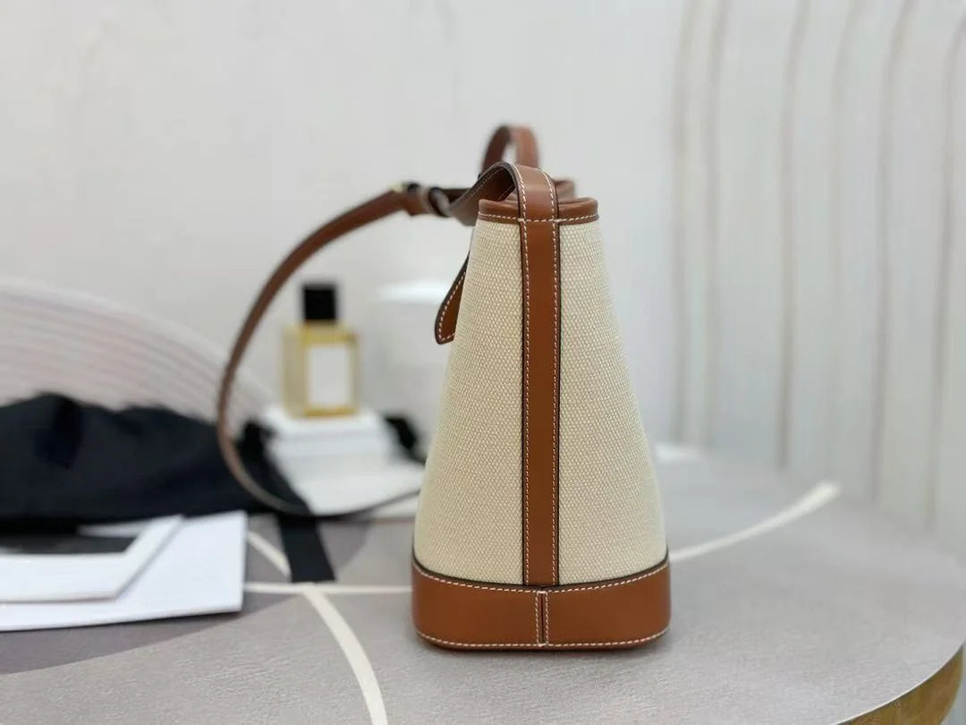Classic Fashion Large Women's Canvas Bucket Bag Must Have with Adjustable Long Strap for Crossbody Shoulder Tote