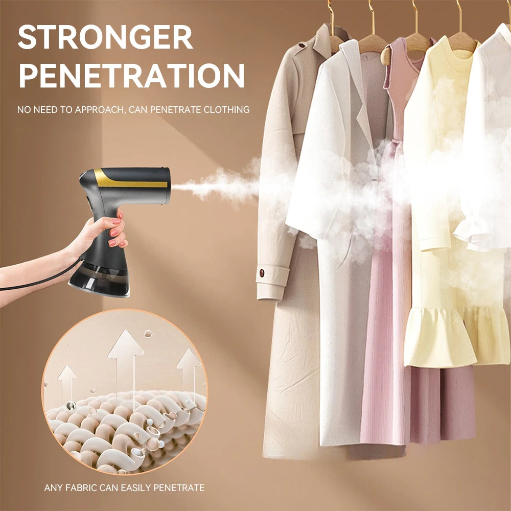 Tidesmit portable travel garment steamer heating element showing handheld fabric ironing nozzle from side angle